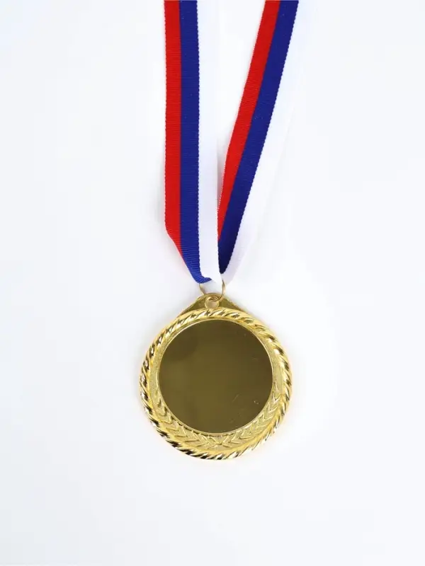 Медаль под нанесение золото 050, d=7 см, с лентой
