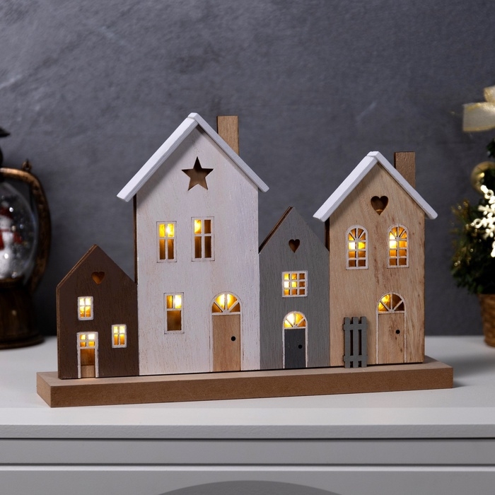 Подвеска световая Подвеска световая "Городок", 30х6х21 см, 12 LED, CR2032x1 (в компл.), свечение тёплое белое