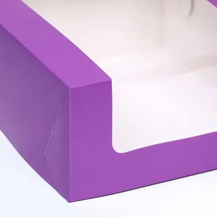 Кондитерская упаковка с окном, сиреневая, 21×21×10 см Кондитерская упаковка с окном, сиреневая, 21×21×10 см