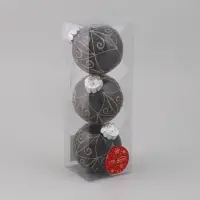 Ёлочные игрушки &laquo;Сказочные узоры&raquo; завитки, шары новогодние, d=8 см, 3 шт., золотисто-чёрный