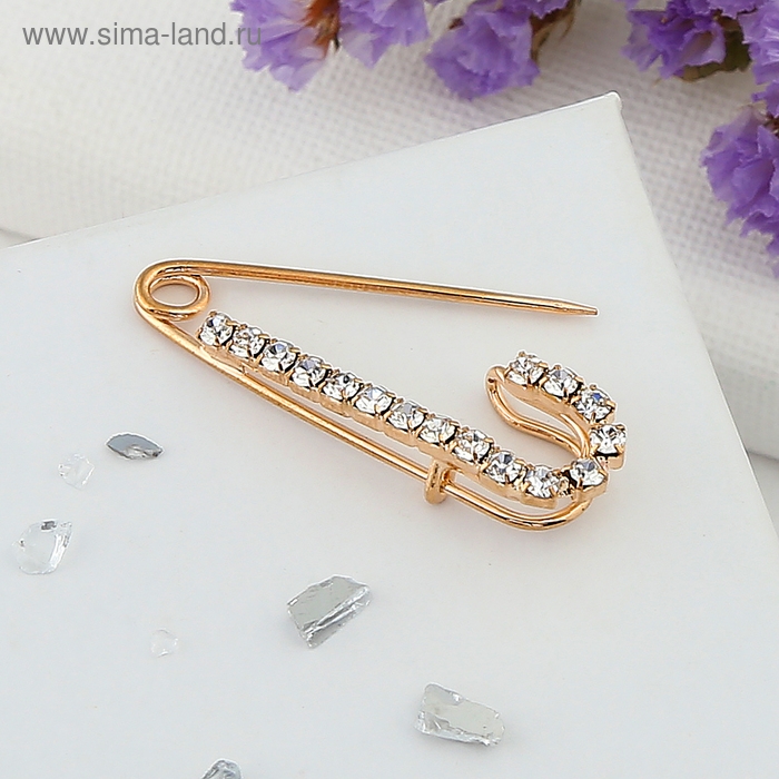 Булавка «Классика-россыпь», 3,5см, цвет белый в золоте Булавка «Классика-россыпь», 3,5см, цвет белый в золоте