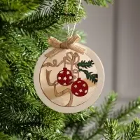 Ёлочная игрушка &laquo;Шар с веткой&raquo;, 10&times;10&times;2 см, от батареек, свечение тёплое белое