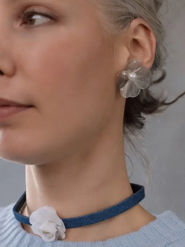 Серьги с жемчугом &laquo;Цветы&raquo;, лёгкие, белые в серебре