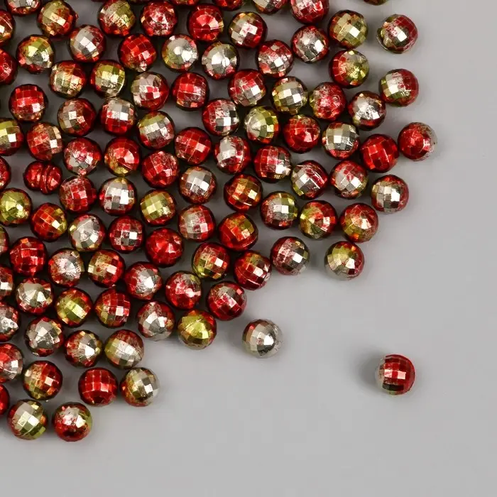 Декор для творчества пластик "Шарик с гранями. Золотисто-розовый" набор 30 гр d=0,6 см