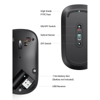 Мышь компьютерная Ugreen MU001 (90372) серо-черный WLS