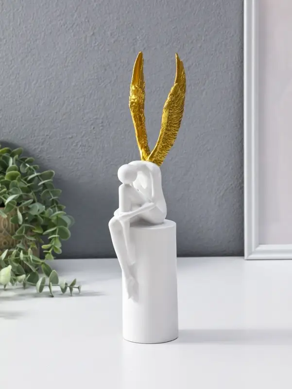 Сувенир полистоун "Ангел" белый с золотом 6х8,3х31 см