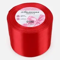 Лента атласная, 75 мм, 23&plusmn;1 м, красная №26