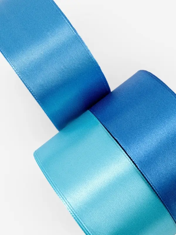 Атласная лента, набор 3 шт., 40 мм, 23&plusmn;1 м, голубая, синяя