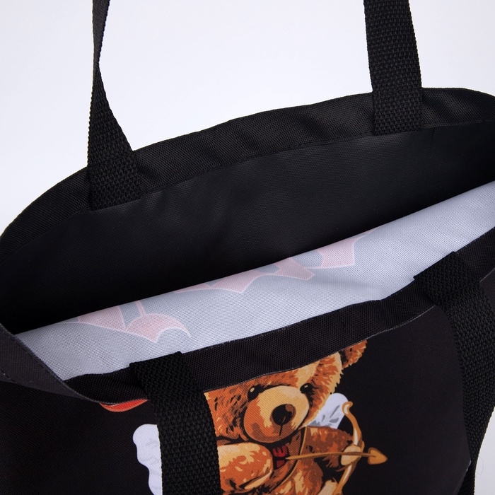 Шопер Шопер "Мишка ангел" 35 х 0,5 х 40, отдел без молнии, без подклада, чёрный