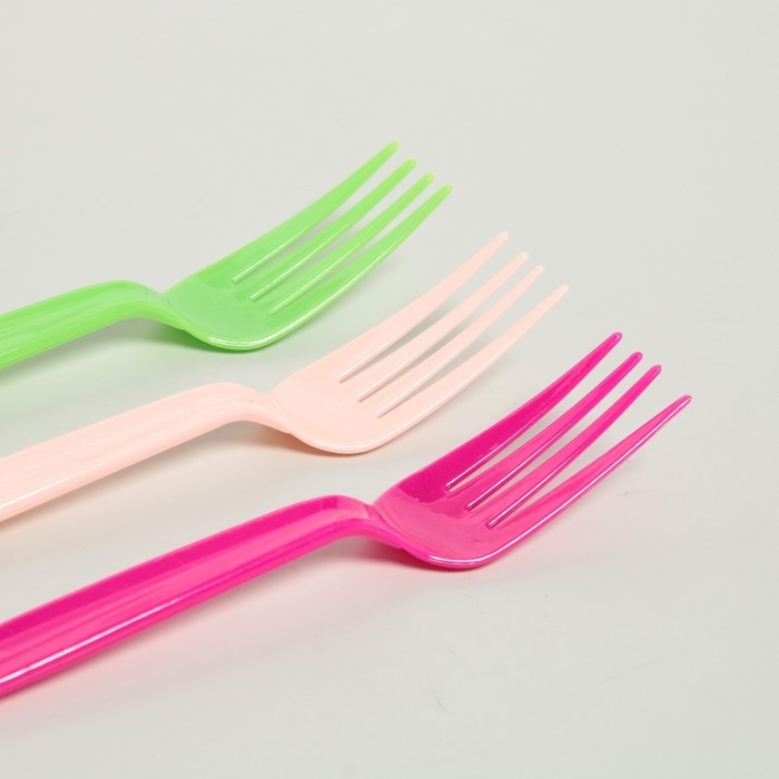 Вилки пластиковые, 6 шт., цвета МИКС Вилки пластиковые, 6 шт., цвета МИКС