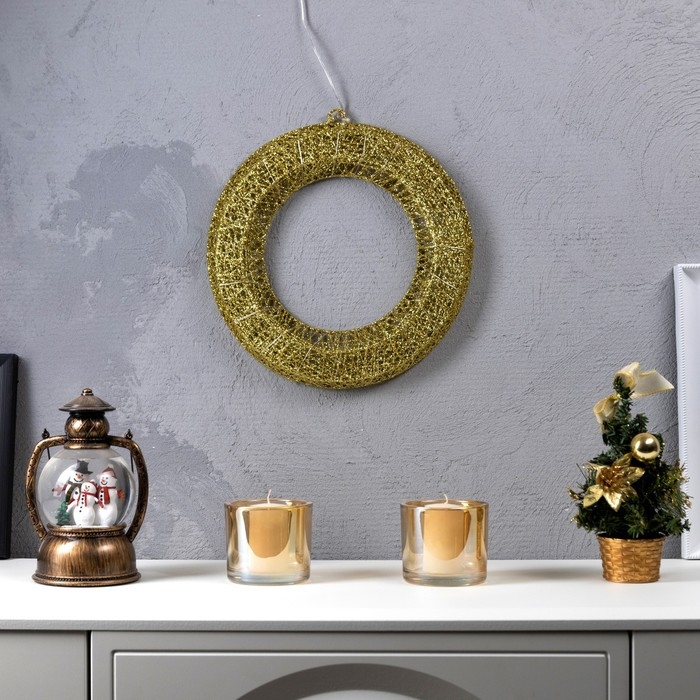 Светодиодная фигура «Венок» 30 см, металл, батарейки ААх3 (не в комплекте), свечение тёплое белое Светодиодная фигура «Венок» 30 см, металл, батарейки ААх3 (не в комплекте), свечение тёплое белое