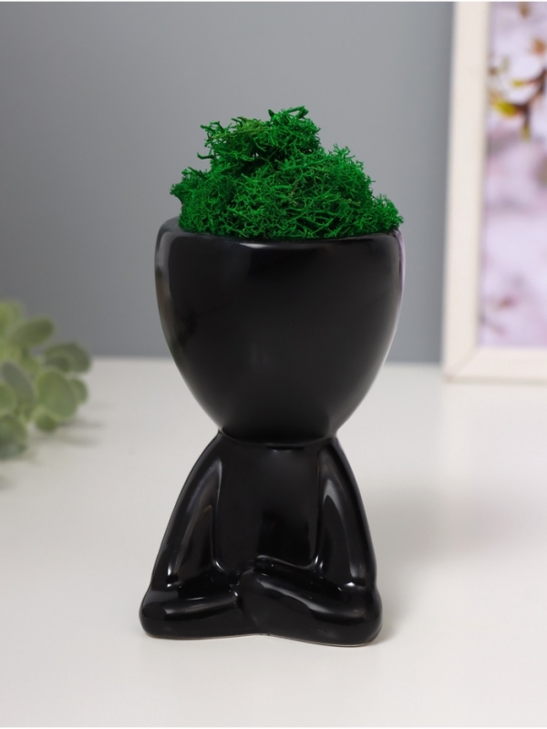 Кашпо керамика  Кашпо керамика "Мистер Грин йог" 11,5*7*8 см черный