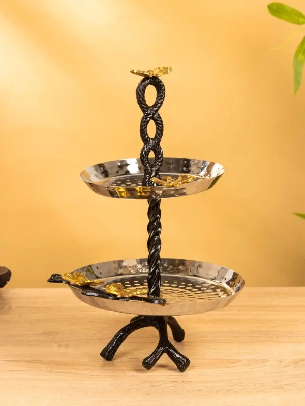 Фруктовница 2-ярусная Фруктовница 2-ярусная "Крю" 18х18х30 см, нержавеющая сталь