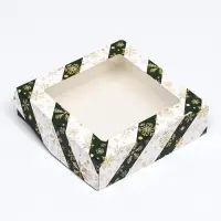 Коробка подарочная новогодняя складная с окном «Снежинка», 15×15×4 см
