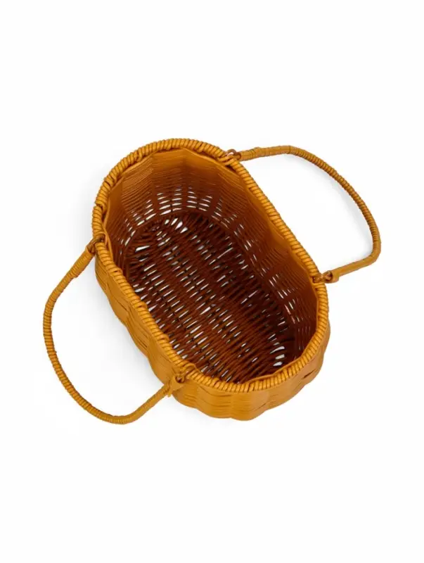 Корзина пластик 21 х 13 х 17 см, ручка13 см металл карскас коричневый Корзина пластик 21 х 13 х 17 см, ручка13 см металл карскас коричневый