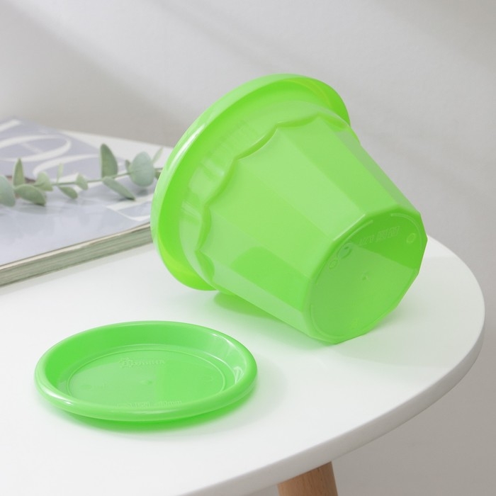 Горшок для цветов с поддоном Доляна «Эрика», 0,7 л, цвет зелёный Горшок для цветов с поддоном Доляна «Эрика», 0,7 л, цвет зелёный