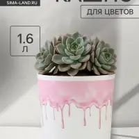 Кашпо для цветов &laquo;Текстура&raquo;, 1.6 л, d=14 см, h=14 см, пластиковое