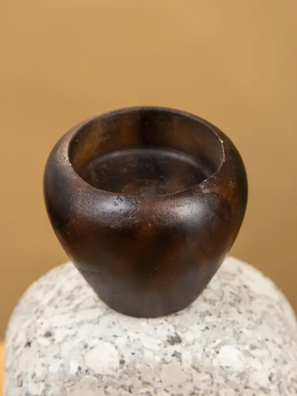 Подсвечник "Каменный факел" камень, дерево 8х5х15 см