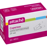 Скрепки Attache с отгибом,никелированные,треугольн,25 мм,негофрир,100 шт/уп