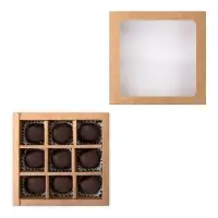 Коробка для 9 конфет, крафт, 13.5×13.5×3.2 см