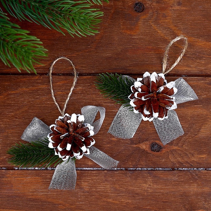 Новогодняя подвеска «Шишка и веточка» набор 2 шт. Новогодняя подвеска «Шишка и веточка» набор 2 шт.