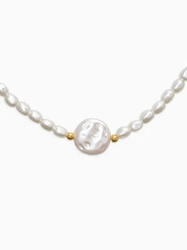 Колье жемчг "Барокко", цвет белый в золоте