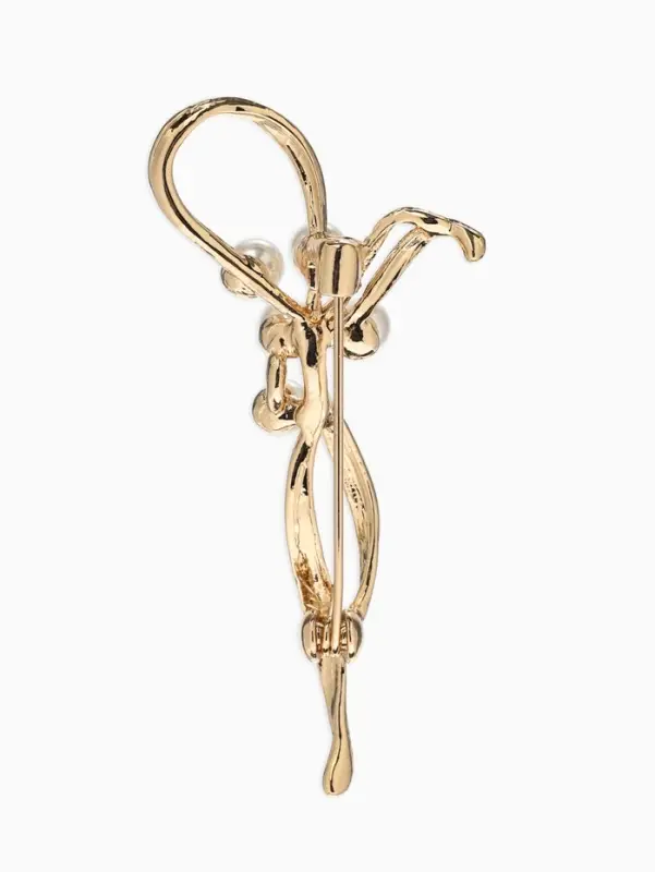 Брошь &laquo;Бантик&raquo;, жемчуг, цвет белый в золоте