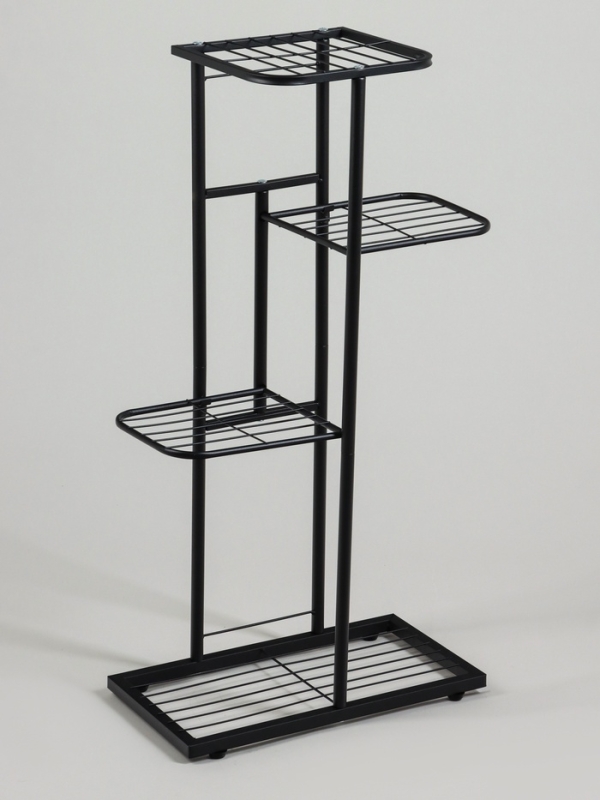 Подставка для цветов Greengo, 4 полки, 43 × 22 × 82 см, напольная, металл, чёрная Подставка для цветов Greengo, 4 полки, 43 × 22 × 82 см, напольная, металл, чёрная