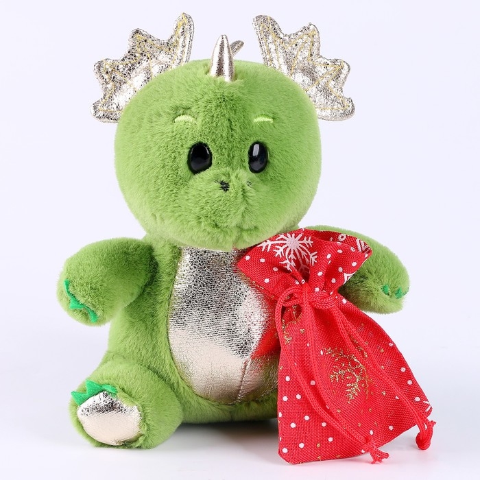 Новогодняя мягкая игрушка «Дракоша с мешочком»
