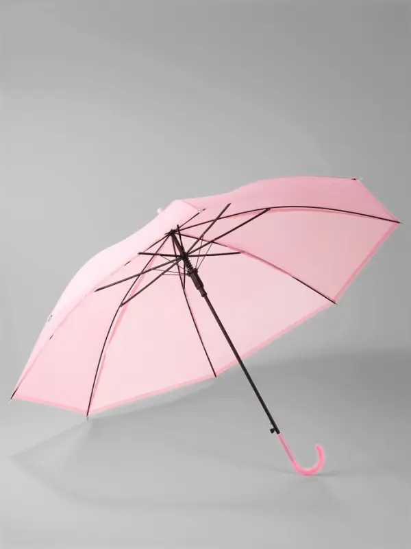 Зонт - трость полуавтоматический &laquo;Однотонный&raquo;, 8 спиц, R=47/55 см, d=94 см, розовый