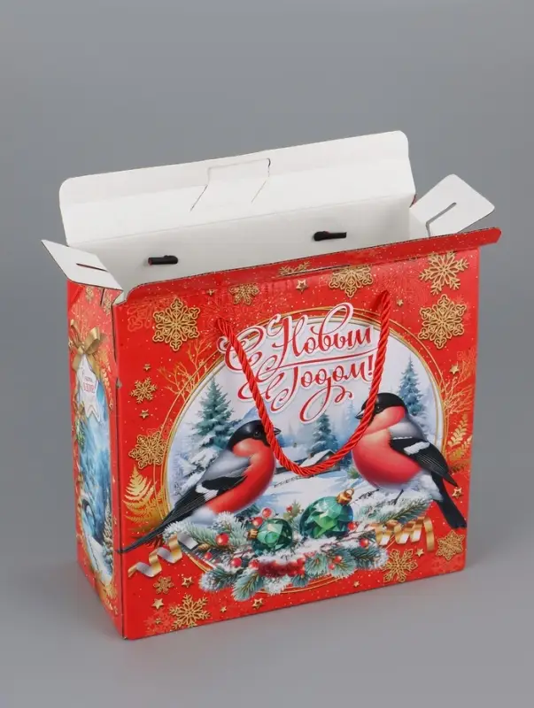 Коробка подарочная складная Коробка подарочная складная "Снегири" 23 х 10 х 23 см