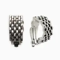 Серьги клипсы для ушей QF &laquo;Плетение&raquo;, цвет чернёное серебро