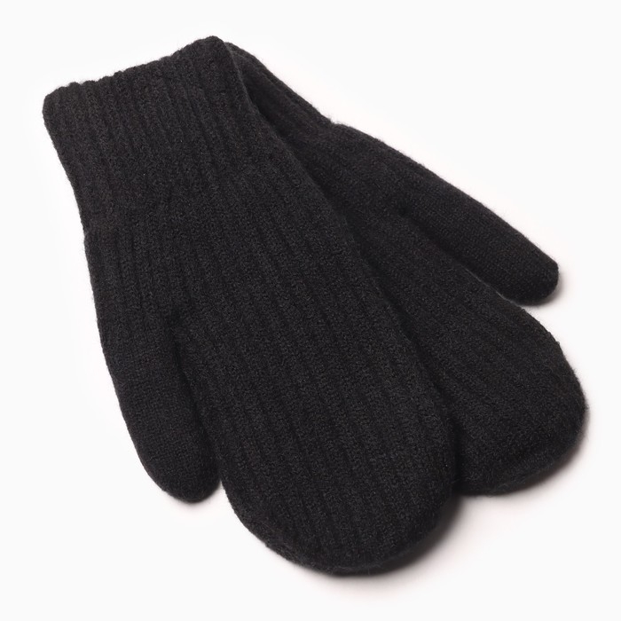 Варежки женские с мехом внутри, цвет черный, размер 7-8