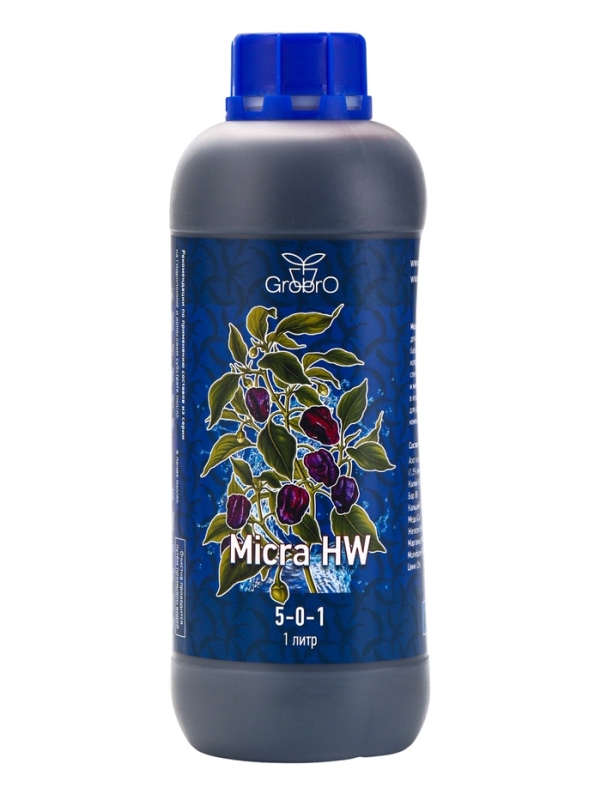 Удобрение для гидропоники  Удобрение для гидропоники "GroBro" Serious Micra HW, 1000мл
