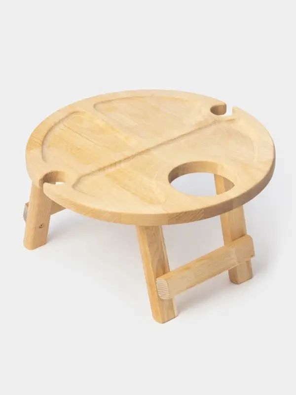 Подарочный набор посуды Adelica &laquo;Винный&raquo;, столик для вина d=32 см, менажница d=25 см, подсвечник d=8 см, дерево берёза