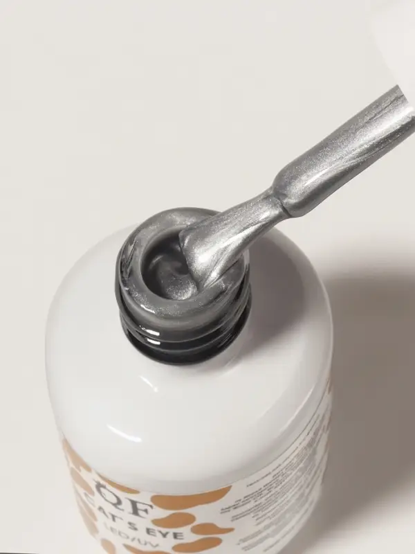 Гель лак для ногтей кошачий глаз, трехфазный, 15 мл, LED/UV, серебристый