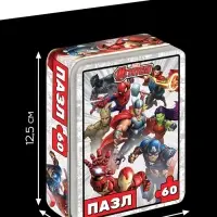 Пазл в металлической коробке &laquo;Мстители&raquo;, 60 деталей, MARVEL