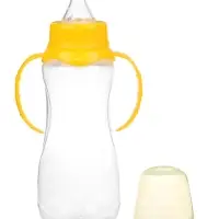 Бутылочка для кормления M&B, классическое горло, с ручками, от 3 мес., 250 мл., жёлтый МИКС
