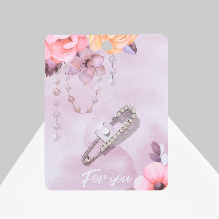 Булавка «Классика» россыпь, 4,5 см, цвет белый в серебре Булавка «Классика» россыпь, 4,5 см, цвет белый в серебре