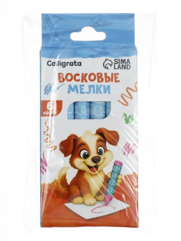 Мелки восковые Calligrata, цветные, 6 цветов, 93&times;8 мм