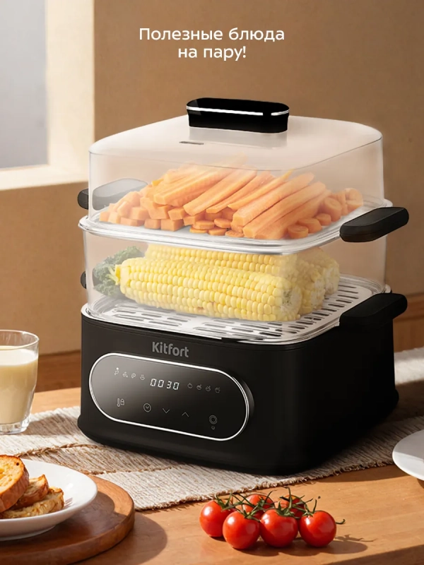 Пароварка электрическая с таймером КТ-6468 - 1000 Вт Пароварка электрическая с таймером КТ-6468 - 1000 Вт