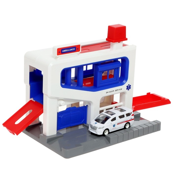 Парковка &laquo;Скорая&raquo;, подъёмный механизм, 1 машинка в комплекте, МИКС