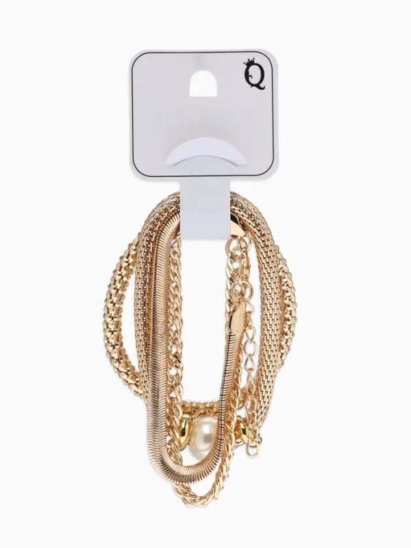 Браслеты &laquo;Стиль. Плетение и Звенья&raquo;, набор 4 шт. L=17 см, белый в золоте