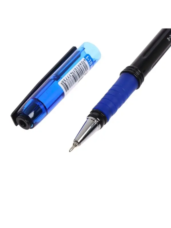 Ручка шариковая Berlingo. I-10 Nero, синий стержень, узел 0.4 мм, резиновый упор