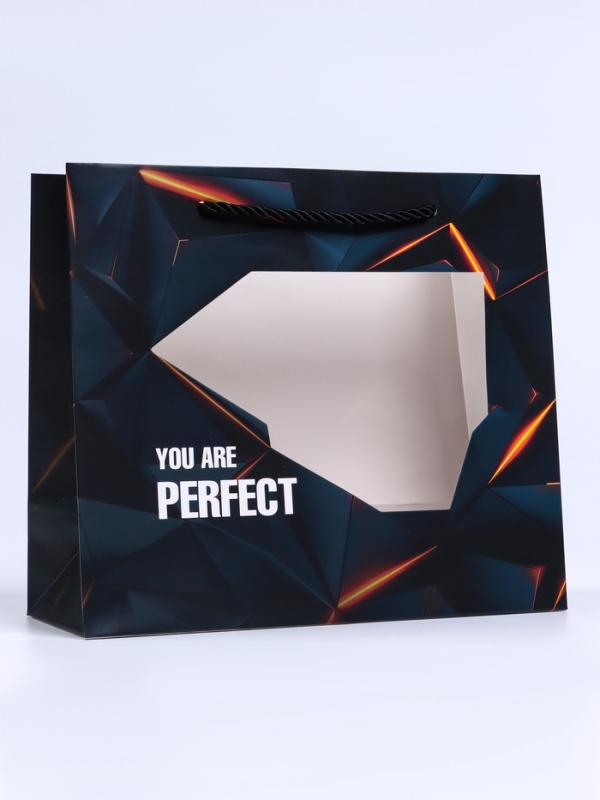 Пакет подарочный с окном Пакет подарочный с окном "Perfect", 25 х 10 х 22 см