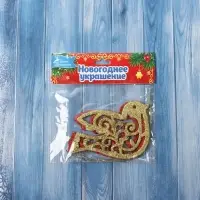 Ёлочные игрушки 2 шт. &laquo;Зимнее волшебство. Птичка блеск&raquo; пластик, 7&times;9.5 см, красный золото