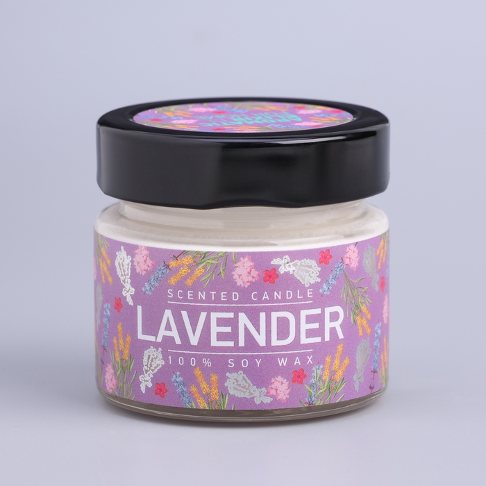 Свеча ароматическая в банке  Свеча ароматическая в банке "Лаванда и шалфей", совый воск, 80 г