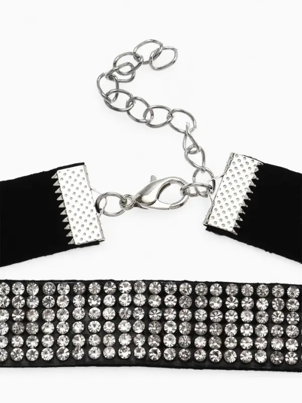 Чокер &laquo;Грация искр&raquo;, тонкий, цвет черно-серебряный, L=30 см