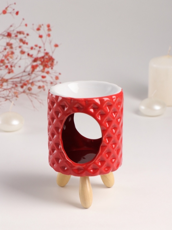 Аромалампа керамика на ножках Аромалампа керамика на ножках "Ромбики" оранж 8,2х8,2х12 см