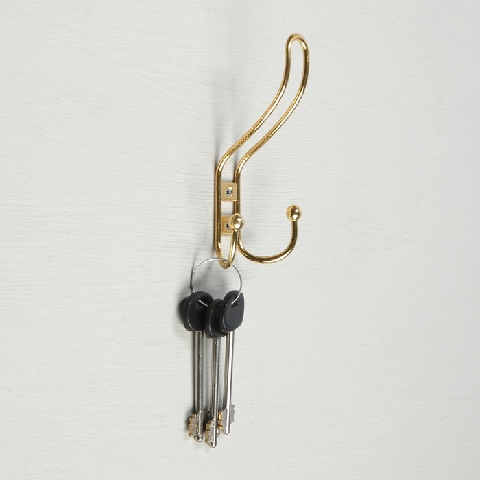 Крючок мебельный ТУНДРА TKT002, трехрожковый, золото Крючок мебельный ТУНДРА TKT002, трехрожковый, золото